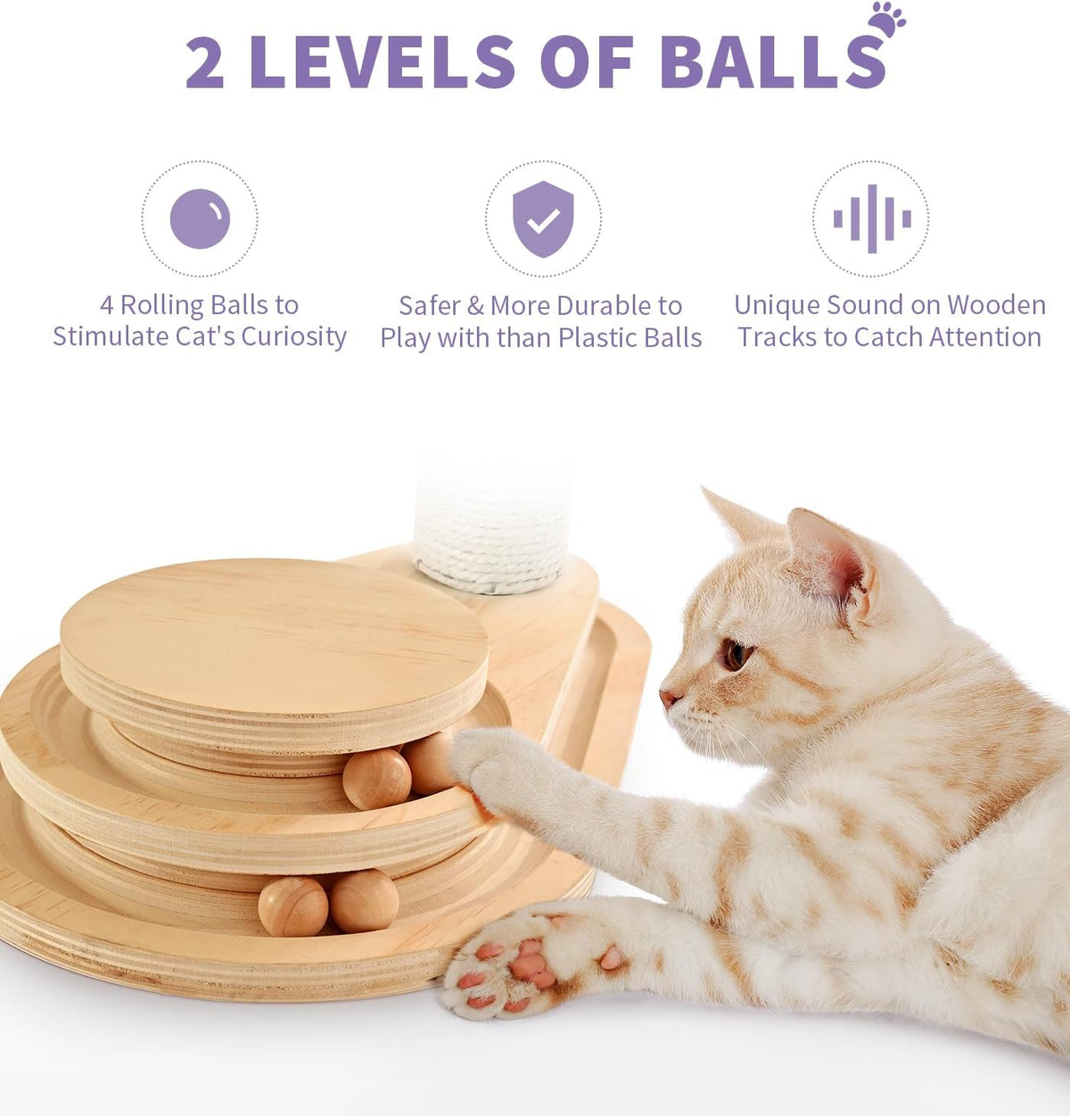 Made4Pets Kitten Toy Scratching Post for Indoor Cats with Ball Track – Essentials for Cats - 17.7"H - image 3