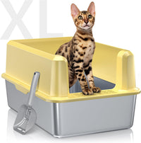 Stainless Steel Cat Litter Box - Yellow (Pack of 1)