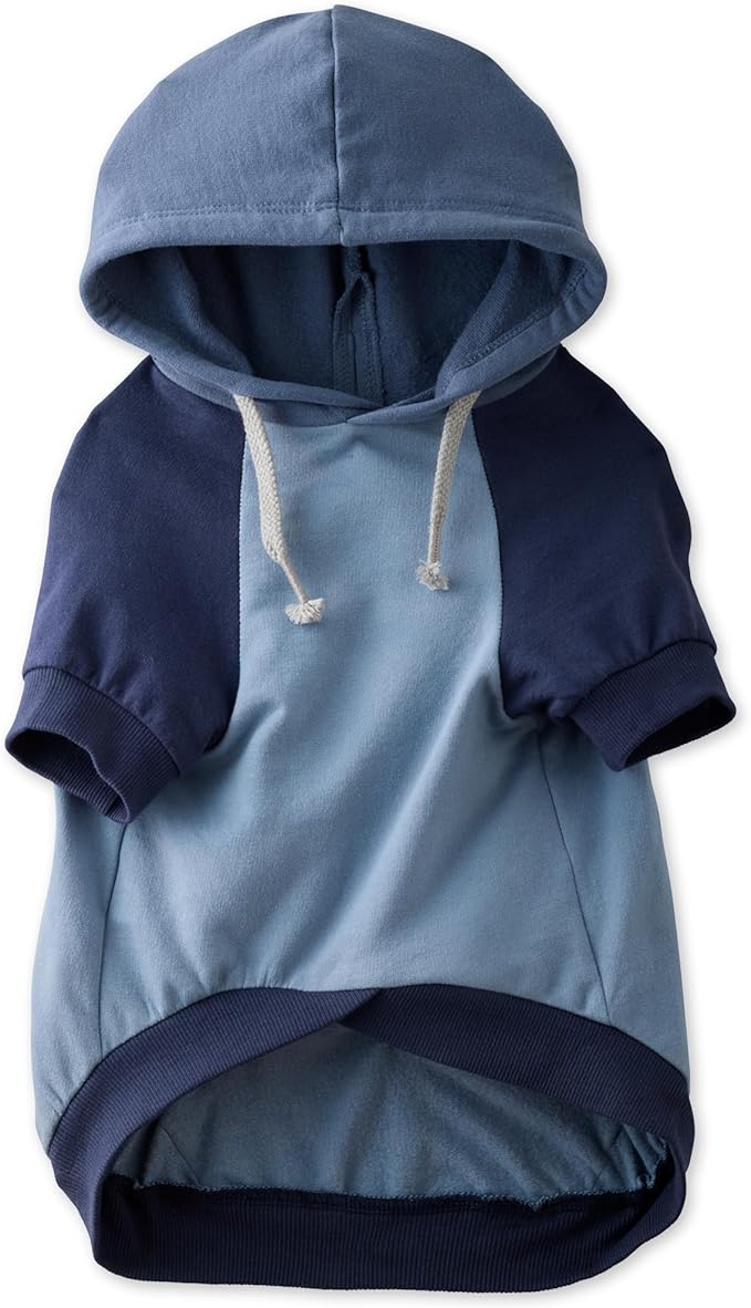 Rocky – The Orginal Lightweight Hooded TEE 100% Organic Cotton Dog Hoodie Pet Coat Sweater for Small, Medium, Large Dogs, Navy Color Block, Medium