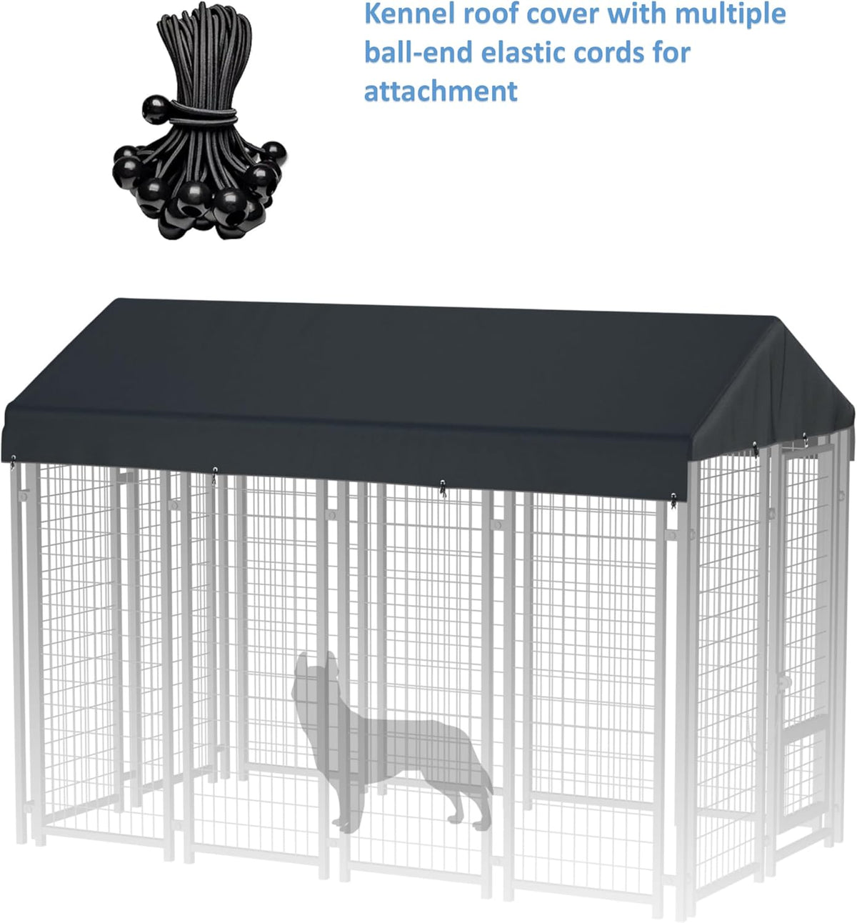 Outdoor Dog Kennel Cover 10' x 10' Replaceable Top Cover - Black / 8' x 4' - image 3