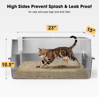 FURTIME Stainless Steel Cat Litter Box - Silver / Large - image 3