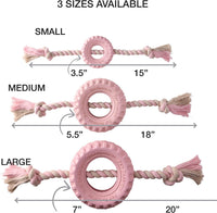 Pet Passion Natural Rubber Tire and Organic Cotton Rope Pull and Chew - Blush / Medium - image 3