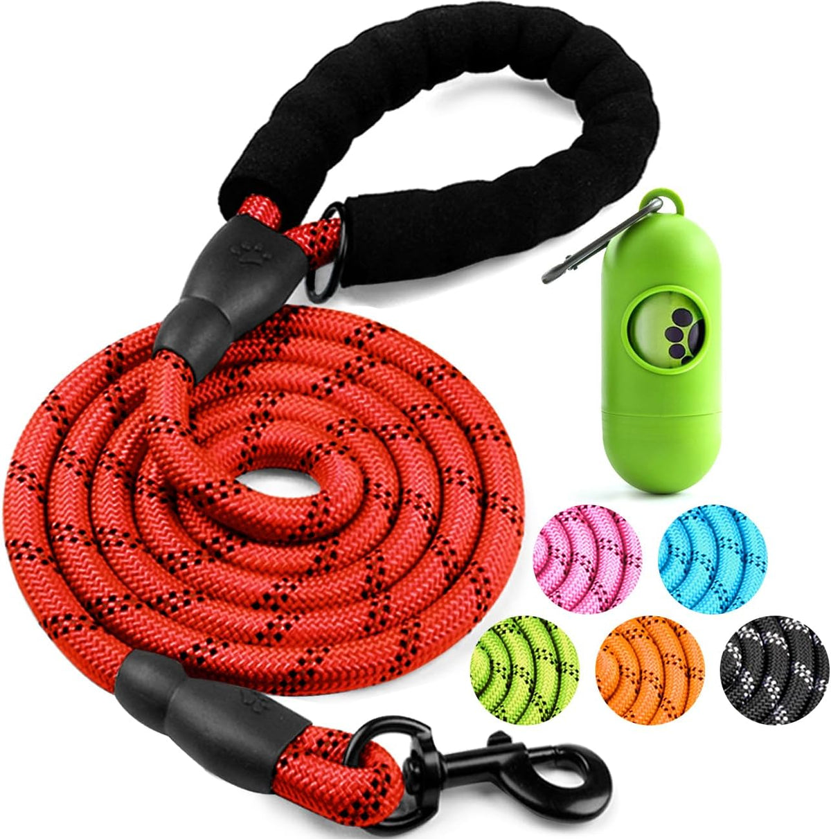 COOYOO 2 Pack Dog Leash 5 FT Heavy Duty - 1/2"x 6 FT (18~120 lbs.) / 1 Pack A-Red