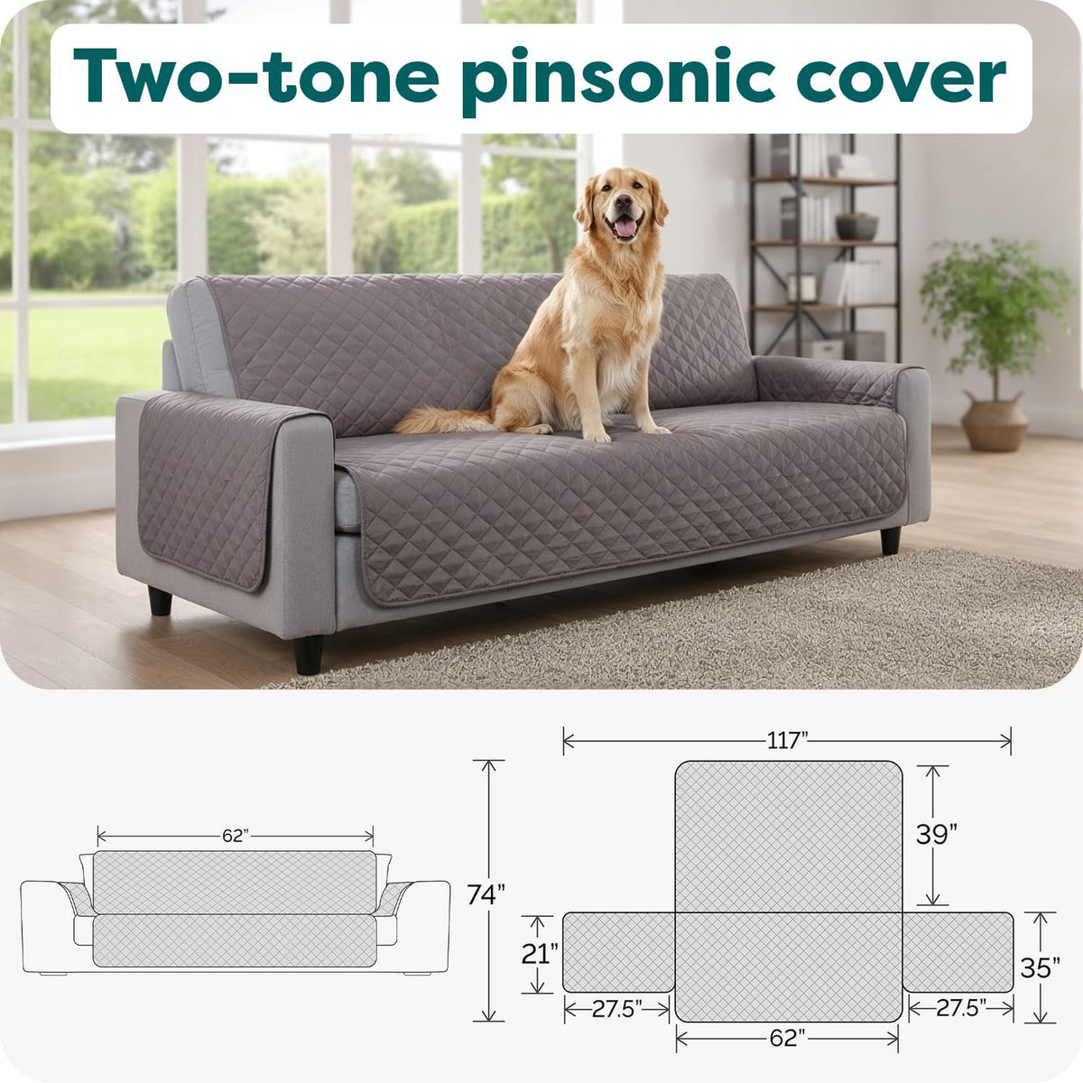 Furhaven Water-Resistant & Reversible Chair Cover Protector for Dogs - Sofa / Gray/Mist - image 2