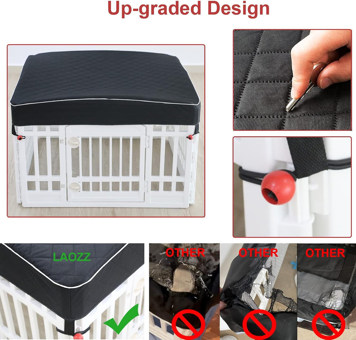 Dog Playpen Cover Sun/Rain Proof Top - 36 inch 4 panel black - image 4