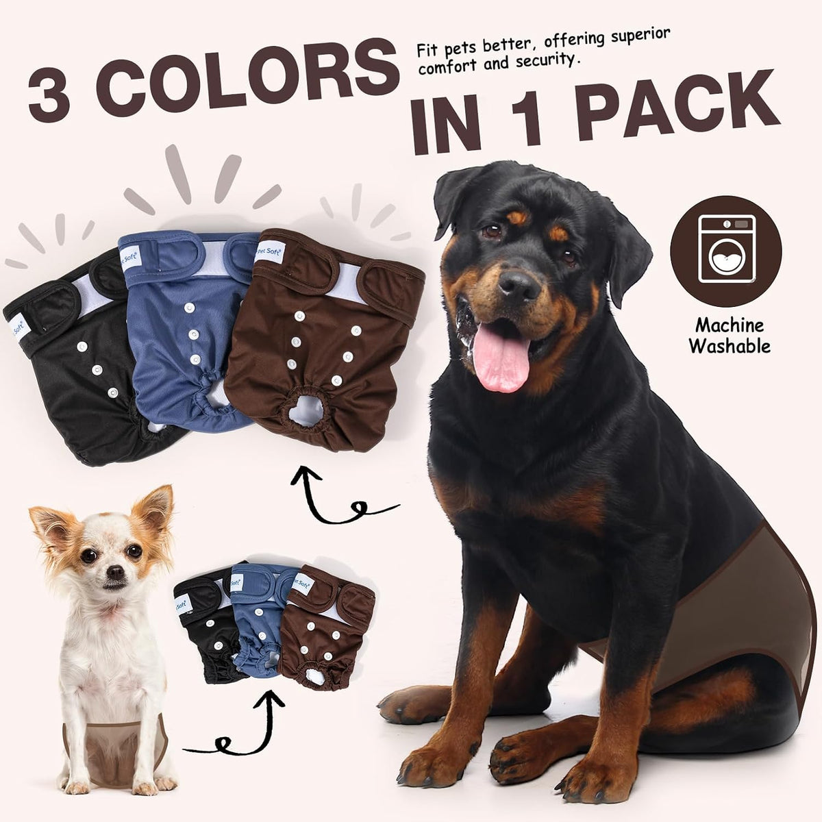 Pet Soft Washable Female Diapers Female Dog Diapers - Deep Set / X-Small:7.5''-10'' - image 2