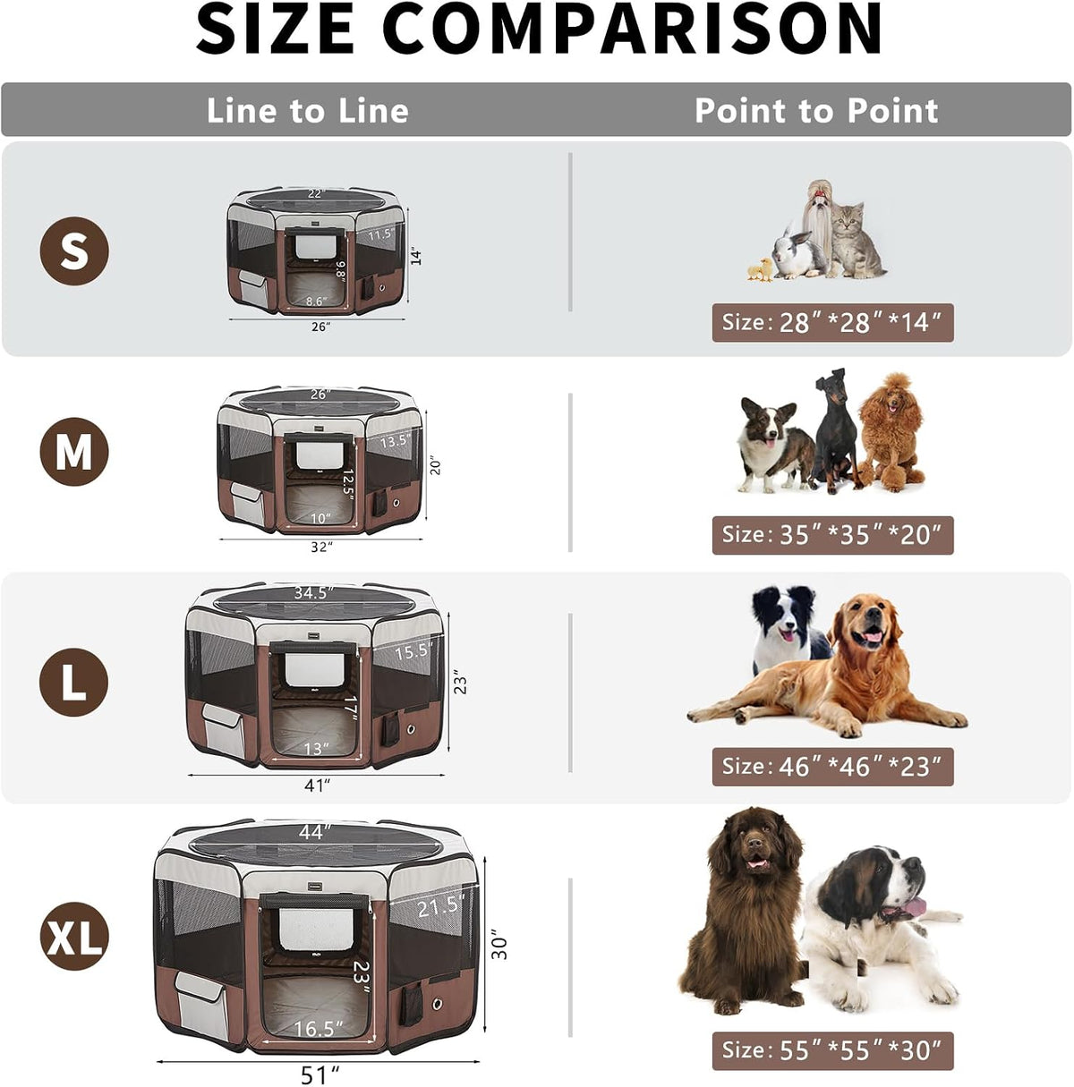 Dog Playpen Portable Pet Play Pens for Small Dog/Cat/Rabbit/Chicks - Brown / 8 / Medium (36"x36"x20") - image 4