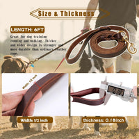 Leather Dog Leash 6ft x 3/4 inch - 6FT*1/2in / Brown - image 2