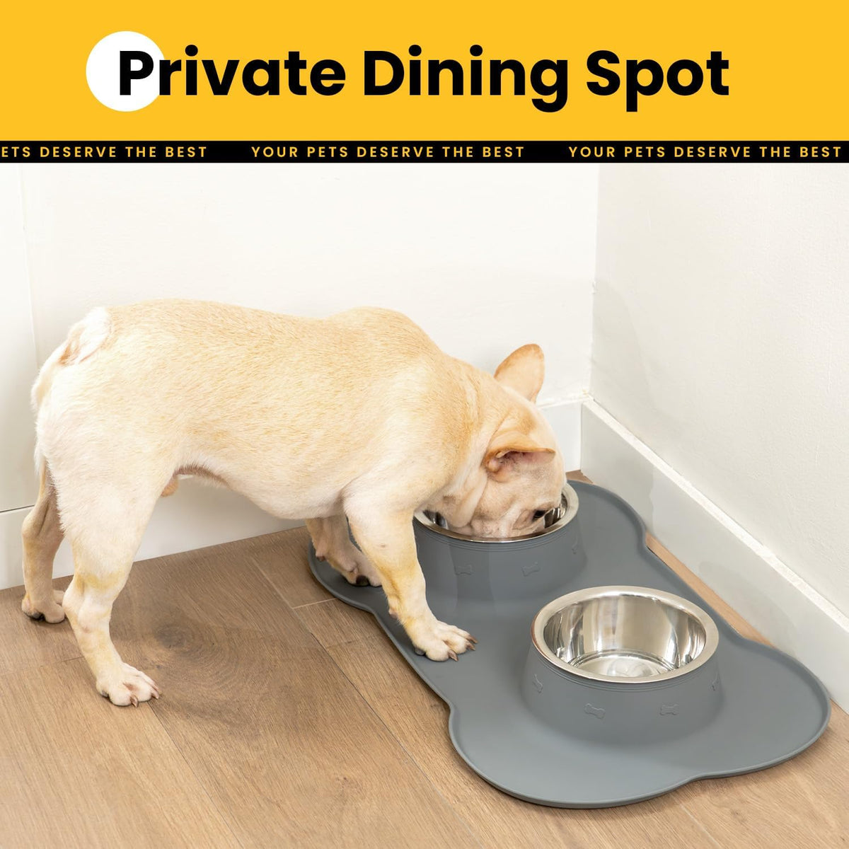 Conlun Dog Bowls with Silicone Mat, No Spill Stainless Set, XS - Medium-29oz / Grey - image 2