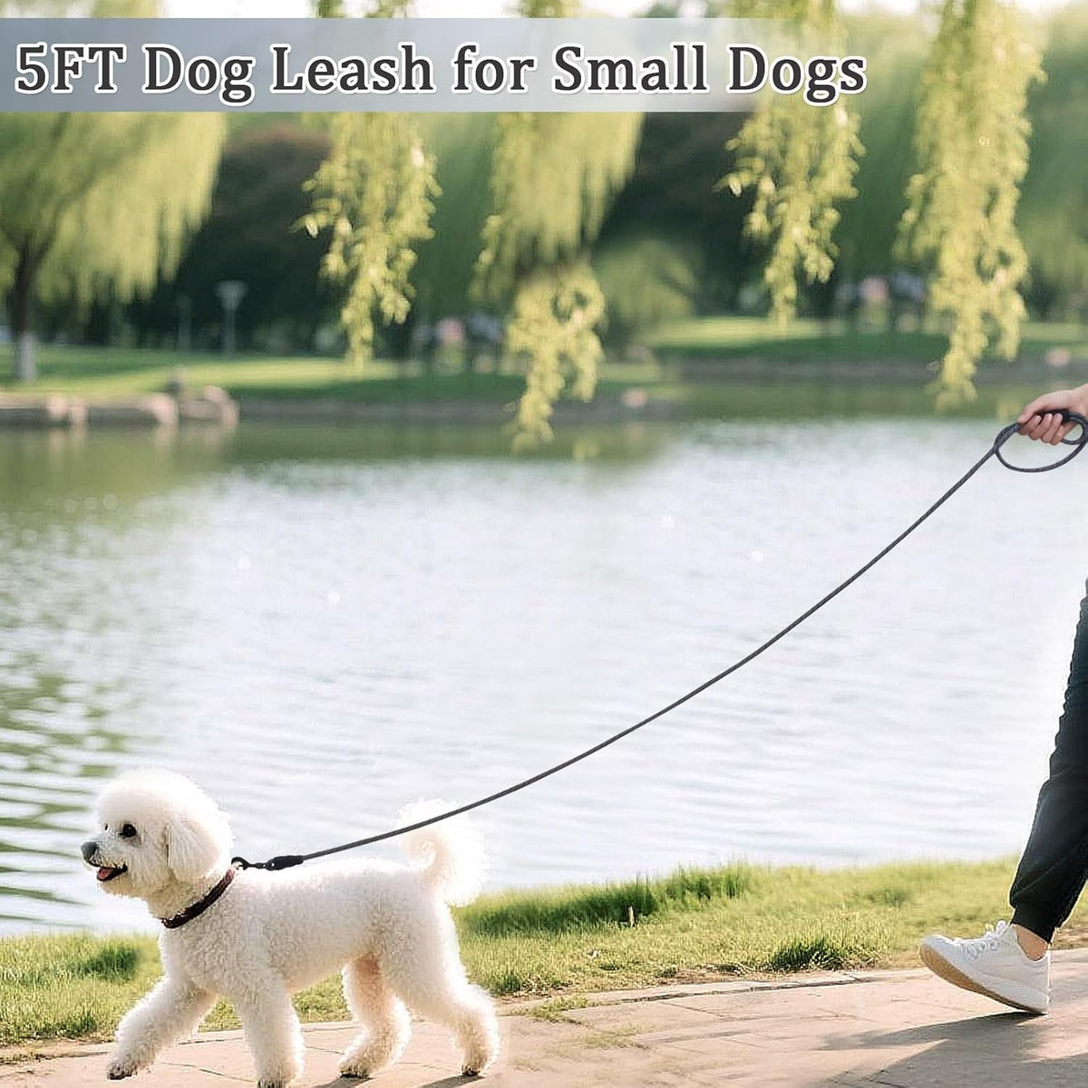 WYuZe 5ft Puppy Leash for Small Dogs Cats - Black Gray / 5 FT (3~18 lbs) - image 4