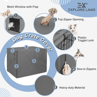Explore Land Dog Crate Cover - Grey Cover / 48.0"L x 30.0"W x 33.0"H - image 3