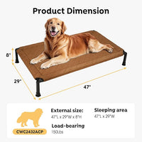 Veehoo Soft Plush Elevated Dog Bed, Raised Dog Beds with Heavy Duty Frame, Non-Slip Silicon Feet, Washable & Breathable Pet Cot for Indoor or Outdoor Use, 47" x 29", Brown, CWC2432A