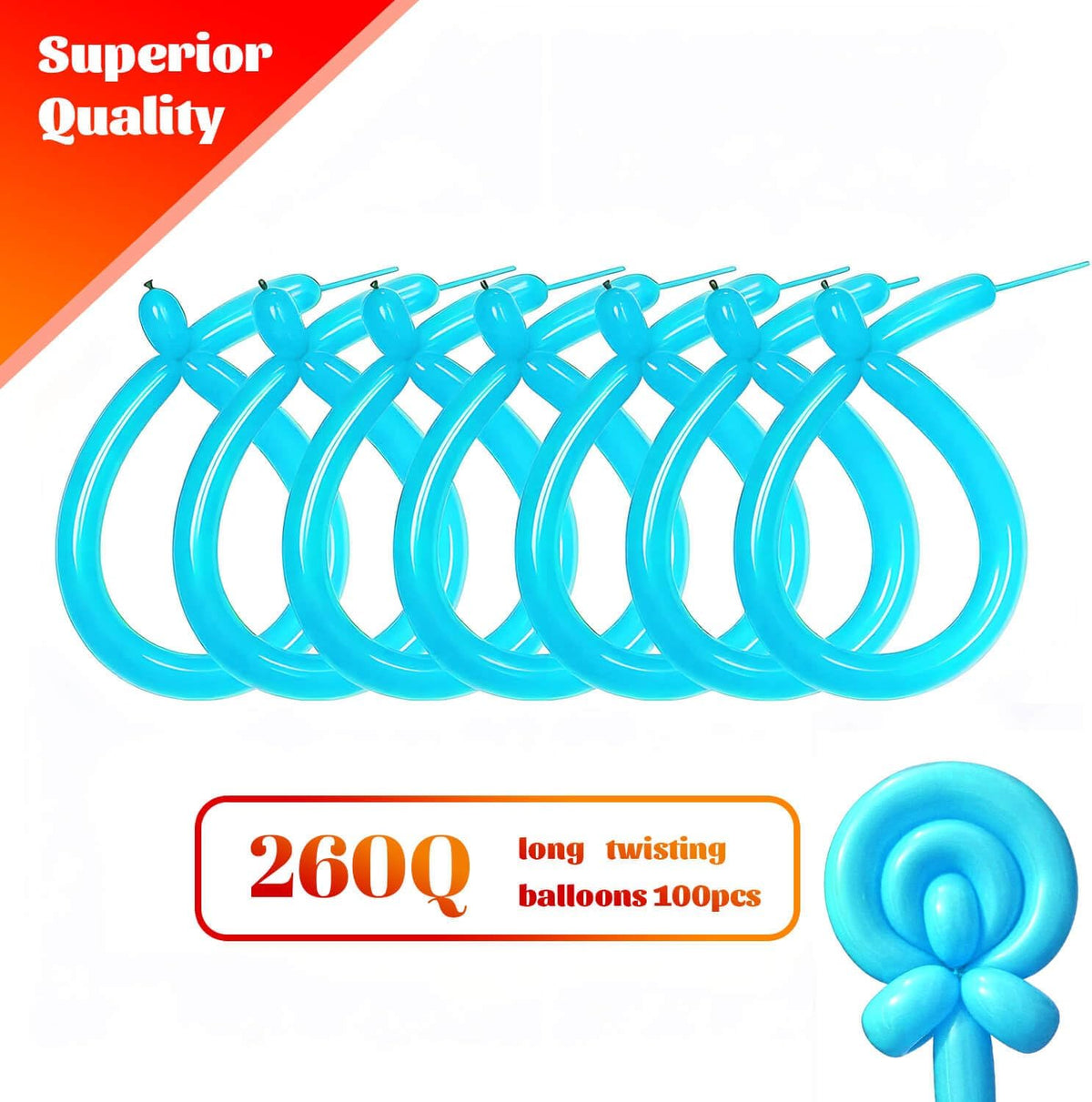 260 Clear Long Balloons for Animals - Teal Blue - image 2