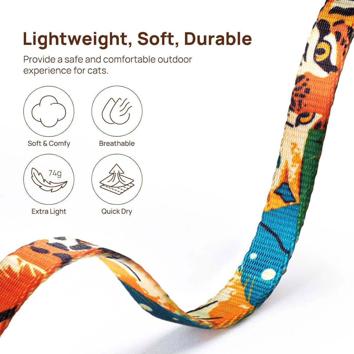 Adjustable Cat Harness and Leash Set Escape Proof – Essentials for Cats - Orange King of The Jungle, Adjustable - image 3