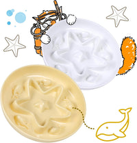 2 Pcs Cat Slow Feeder Bowl - Buttercream + Shell White / 6.2''