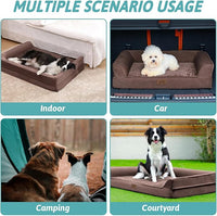 Orthopedic Dog Bed for Large Dog, Pet Couch for Medium Dog Cat, Big Supportive Foam Bolster Sofa with Waterproof Lining Cover, Anti-Slip, Comfort, Washable, 36x27x7.5 in, U Shape, Brown