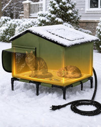 Heated Cat House for Outside Weatherproof in Winter, 20"x16" – Essentials for Cats - M-20"x16"x20.5"(WDH)