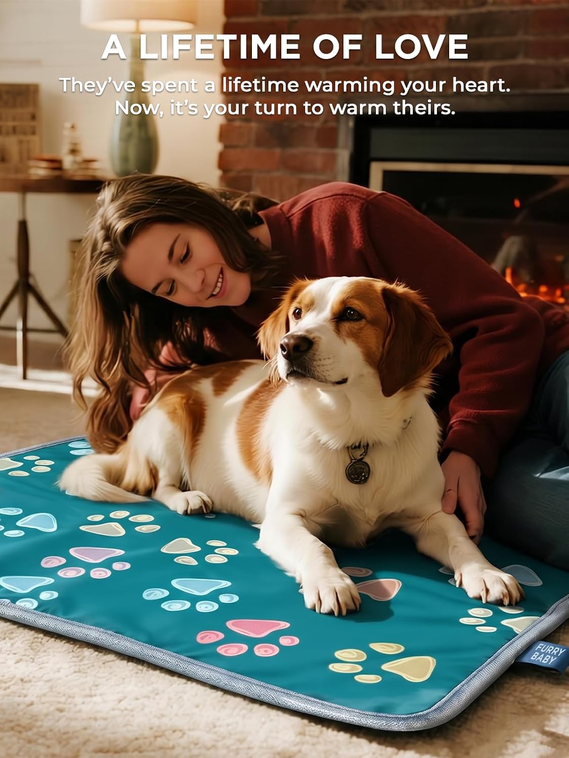furrybaby Pet Heating Pad for Cats & Dogs, Waterproof Heated Bed - Temp adjustable / round 12in / Green - image 3