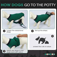 FUAMEY Recovery Suit for Dogs After Surgery,Soft Breathable Dog Bodysuit E-Collar & Cone Alternative Surgical Suit,Male Female Dog Neuter Spay Suits Anti Licking Wounds Onesie Green Black Stripes XXL