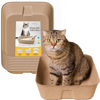 4 Pack Disposable Cat Litter Boxes - 10 Piece Set