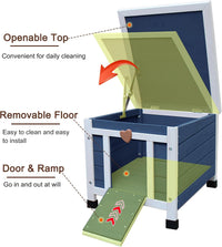 Cat House for Outdoor Cats - Blue(with Liner) - image 4