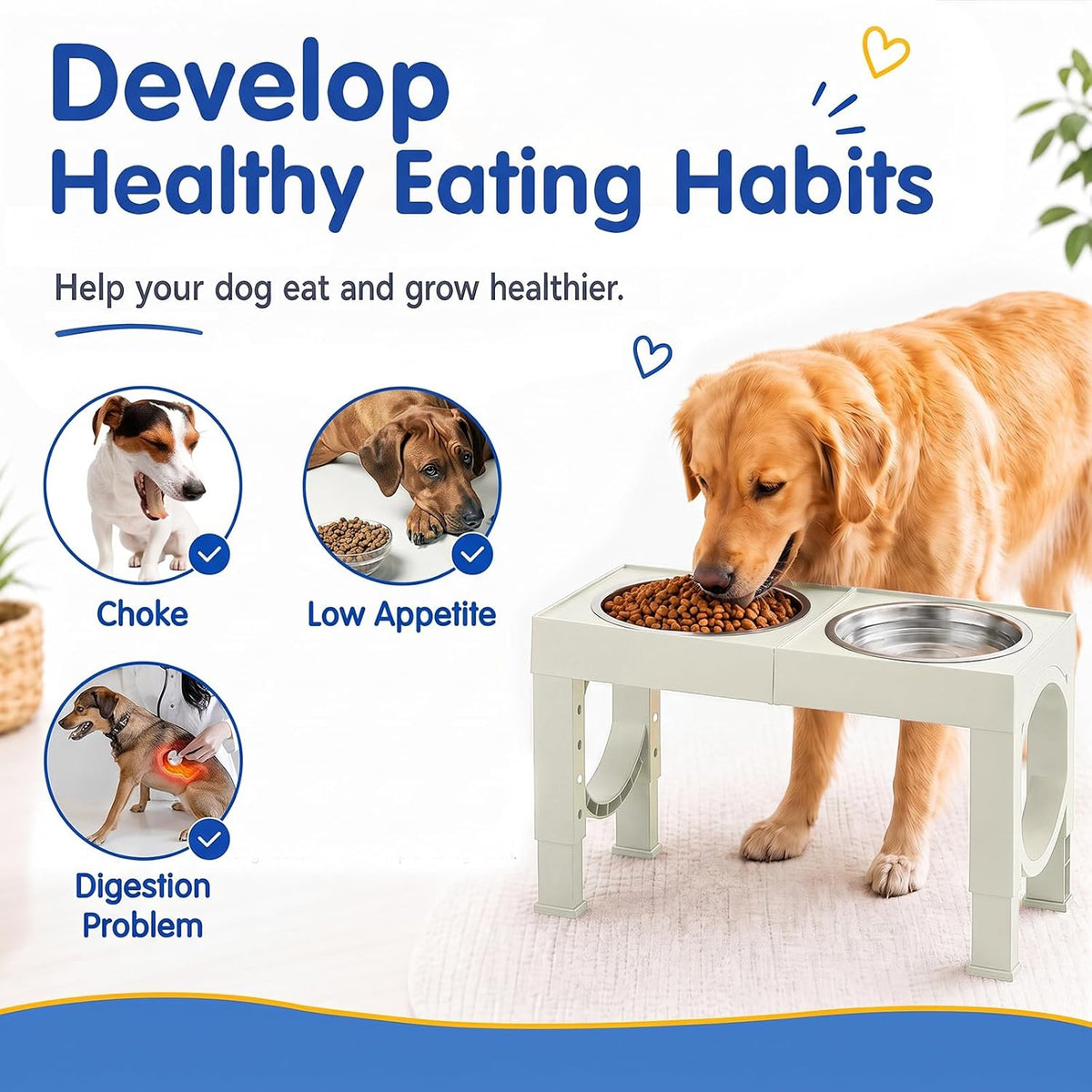 XIAZ Elevated Dog Bowls Large Breed Raised Dogs Bowl Stand - B-White / Basic - image 4