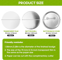 300 Pcs 58mm/2.28 inch Button Maker Supplies - 58mm/2.25 inch - Button Supplies Button Parts - image 2
