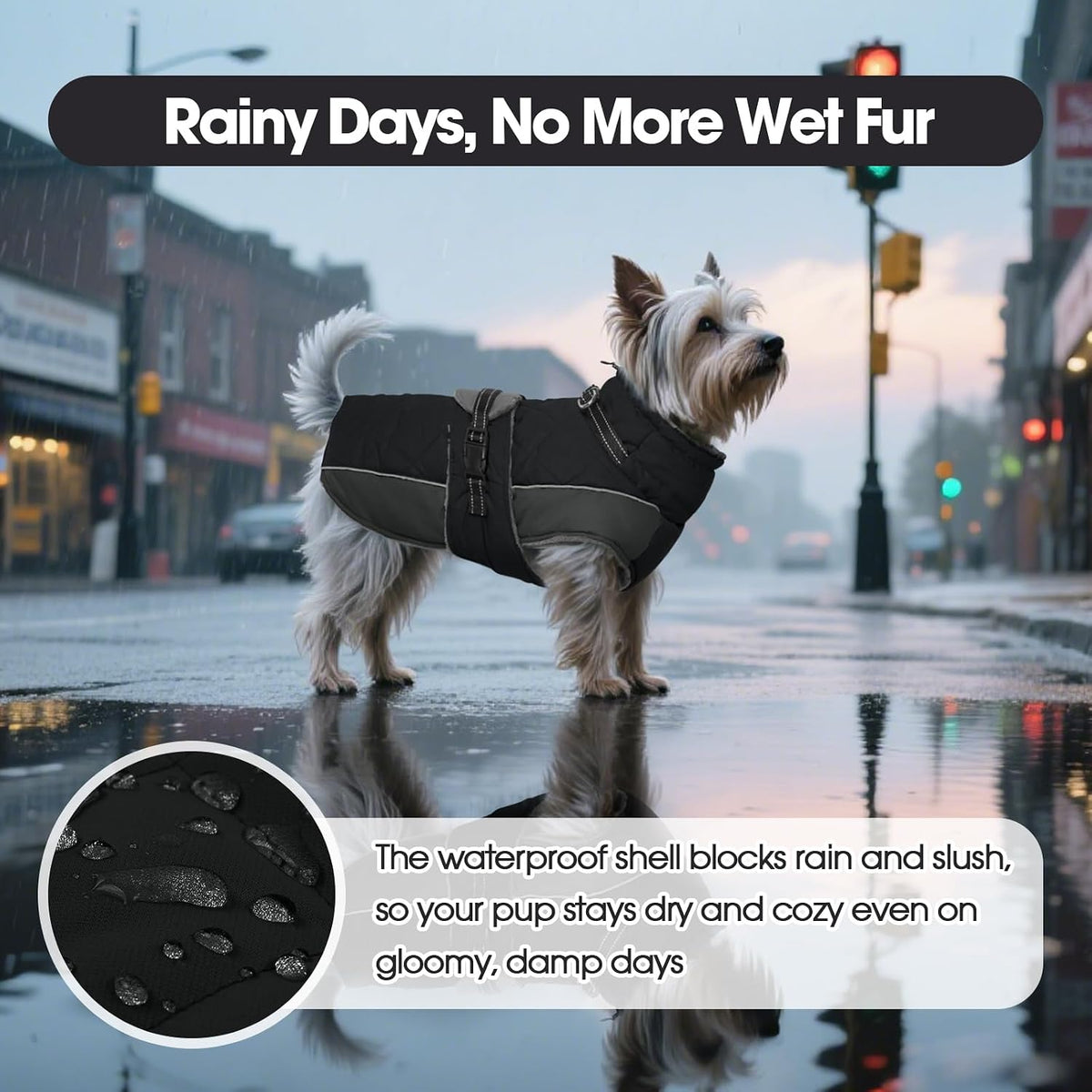 QBLEEV Warm Dog Jacket, Waterproof Dog Winter Coat with Harness – Essentials for Dogs - Black / Large - image 4
