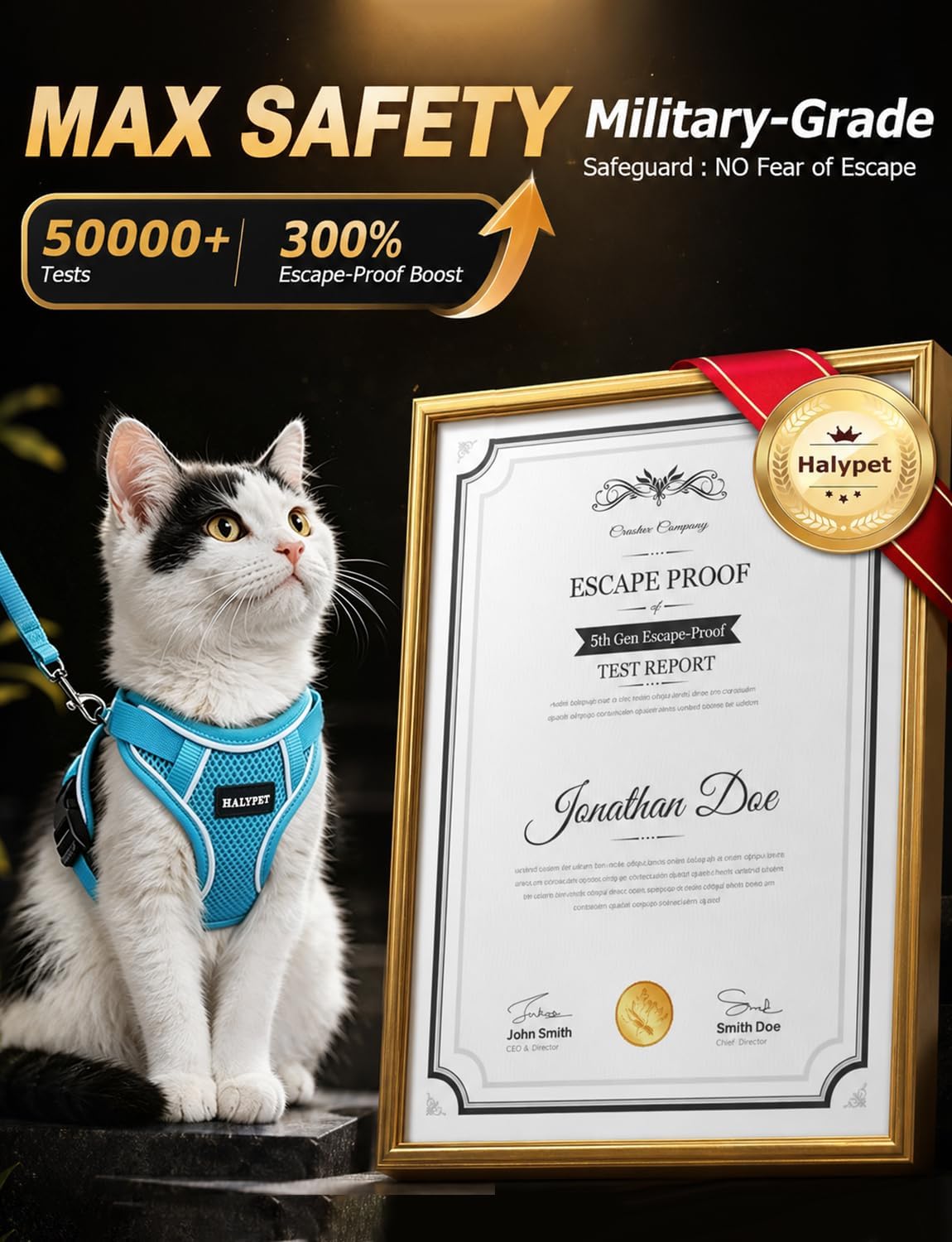 Cat Harness and Leash Set, Escape Proof Kitten Harness, Black - Night Blue / X-Small (4-6lb) - image 3