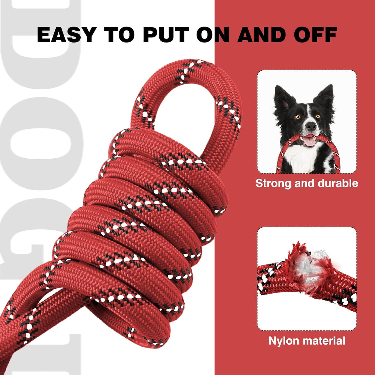 Slip Lead Dog Leash Reflective Training Durable Braided Rope Leashes – Essentials for Dogs - Red / 1PC Large 1/2in x 6ft - image 2