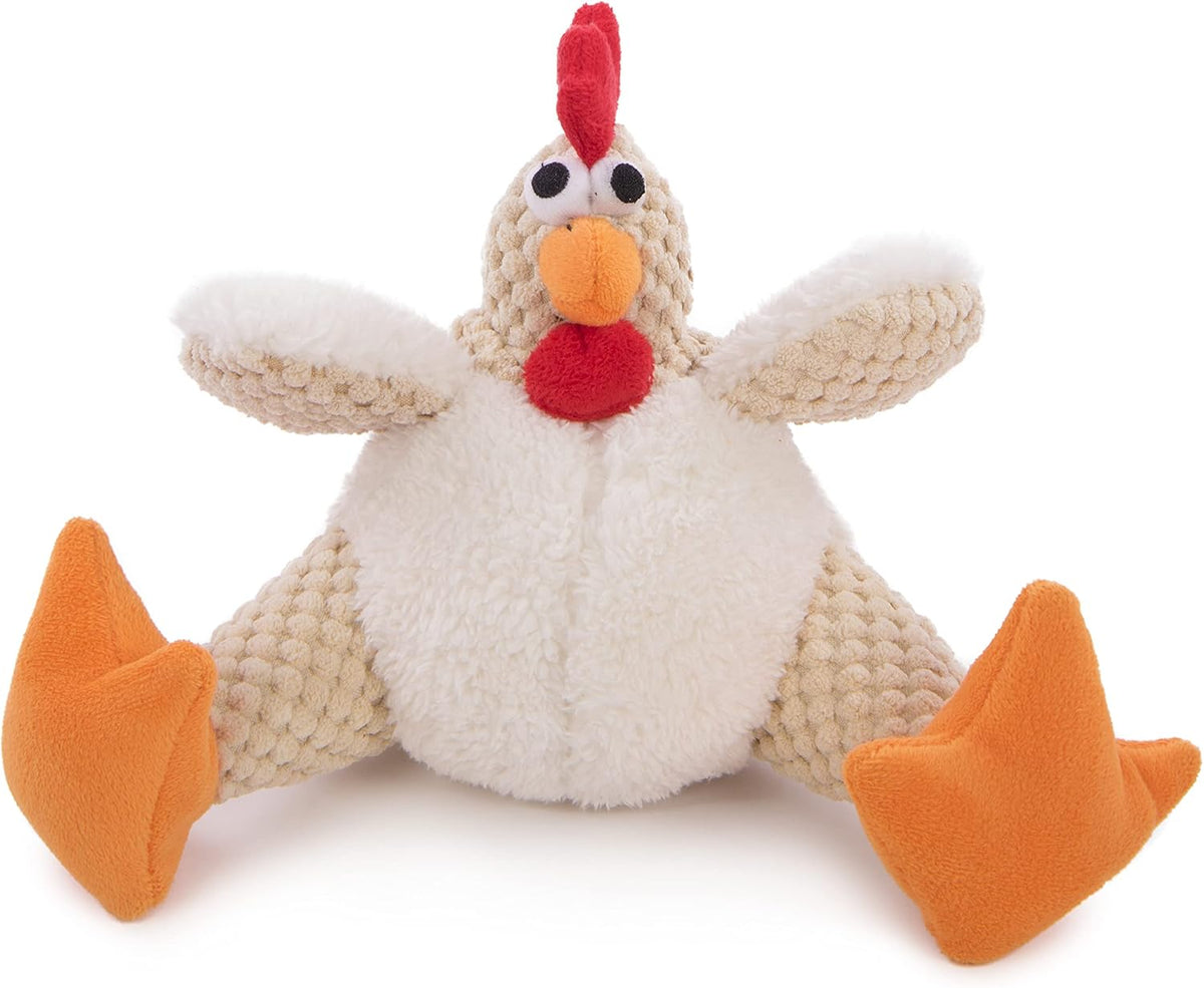 goDog Checkers Fat Rooster Squeaky Plush Dog Toy - Small
