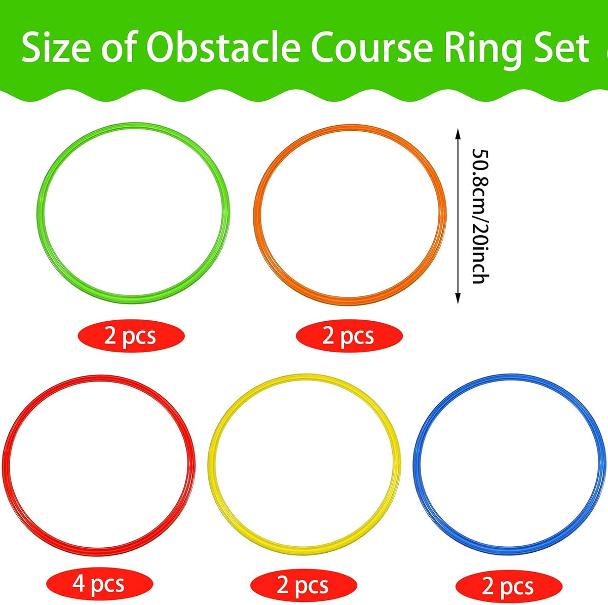 Libima 12 flat 15.8 inch exercise hoops in yellow, green, orange, blue and red - view 8