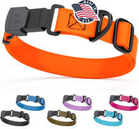 Dogline Biothane Waterproof Dog Collar with Herm Sprenger Black Stainless Steel Quick Release Buckle – Heavy Duty Tactical Durable Collar for Dogs – Comfortable and Safe Pet Collar W1 L 15-25" Orange