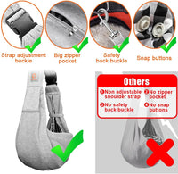 Tomkas Small Dog Sling Carrier, Classic Pocket & Classic Strap - Grey / M - Zip pocket & Adjust Strap - image 2