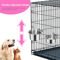 2 Pcs Stainless Steel Small Dog Crate Food Water Bowl - S (34 & 19 OZ) / Silver - image 4