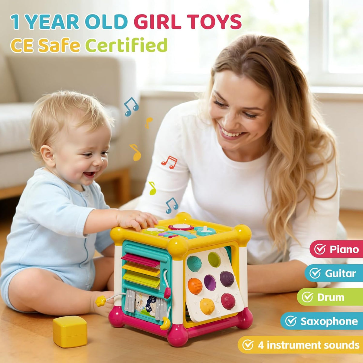 PANITU 12-in-1 baby activity cube with music, gears and pop up toys - view 2