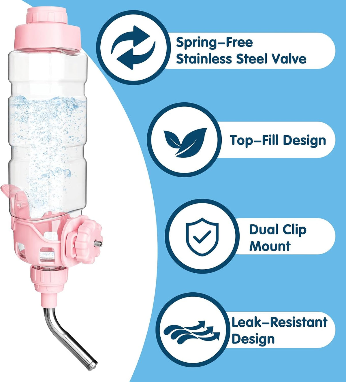 Vannon Water Bottle for Small Animals - 34oz / Pink - image 4