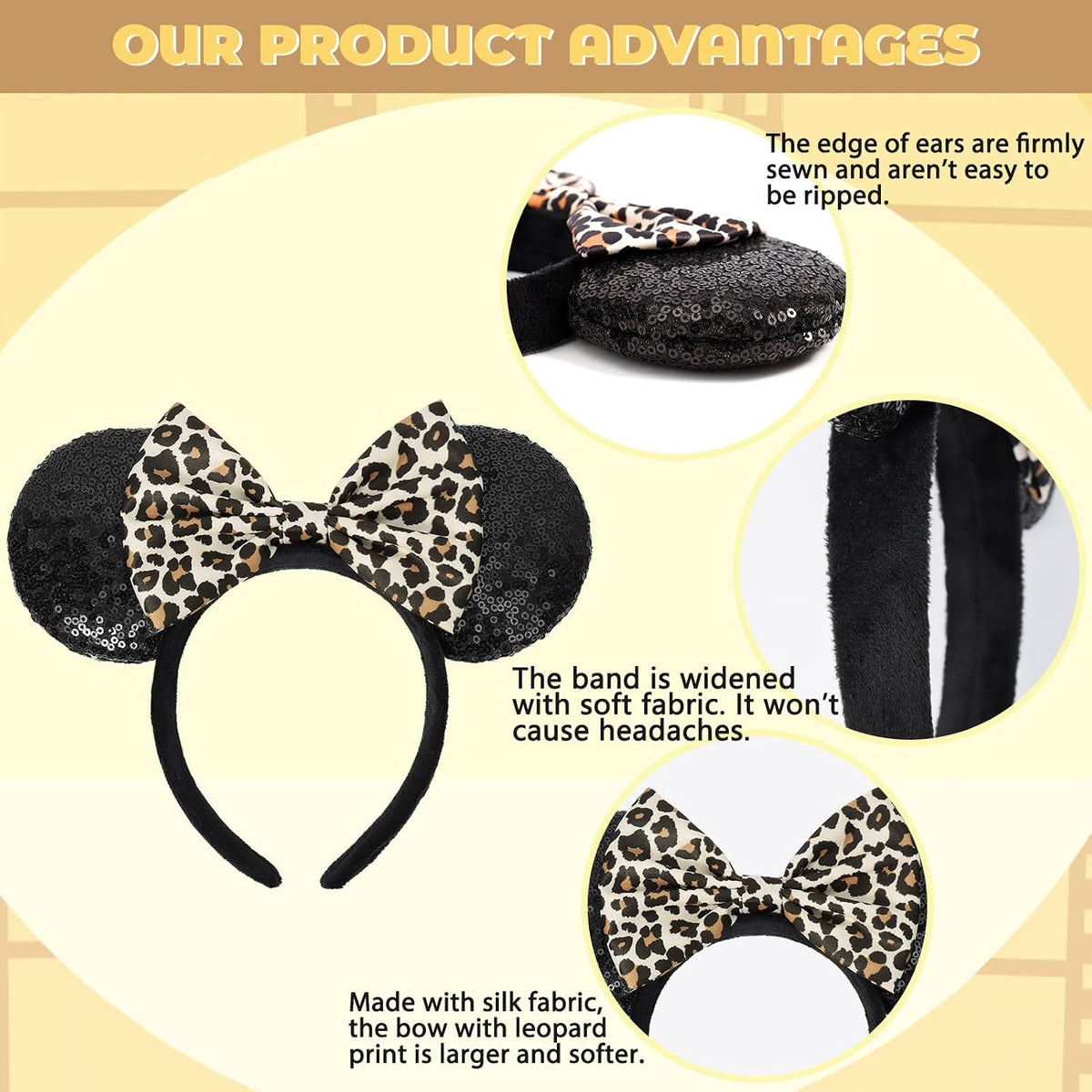ETLUK Mouse Ears Headband - Black - image 2