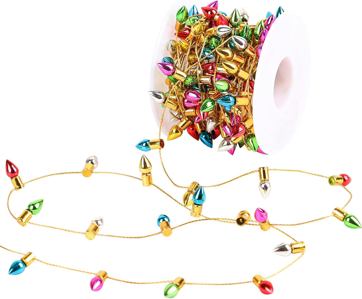 FOIMAS mini dollhouse fake Christmas string lights with colorful plastic bulbs