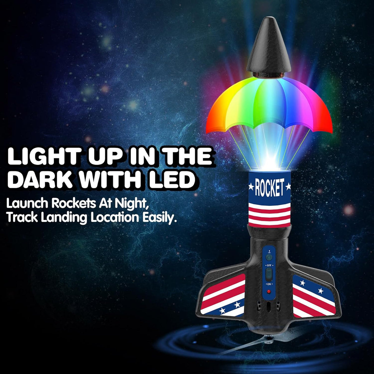 Rocket Launcher for Kids - Self-Launching 200 ft Motorized Outdoor Electric Play Toy, High Flying - Dark Blue - image 3