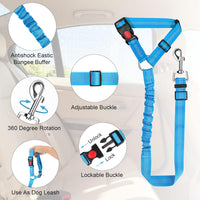 Dog Seat Belt for Car, Headrest Restraint Safety Lead, Dogs Cats – Essentials for Dogs - Blue / Elastic - image 4