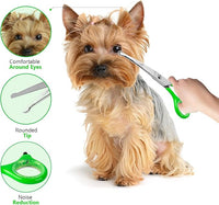Rounded dog grooming scissors Professional - Sharp Stainless Steel Blades with Colorful Handles, Safe - Easy, Long Lasting grooming scissors for dogs at home (Curved Scissors)