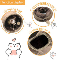 Cat Tunnel for Indoor Cats, 51×12 inch Foldable Big Cat Tunnel - Brown - image 2