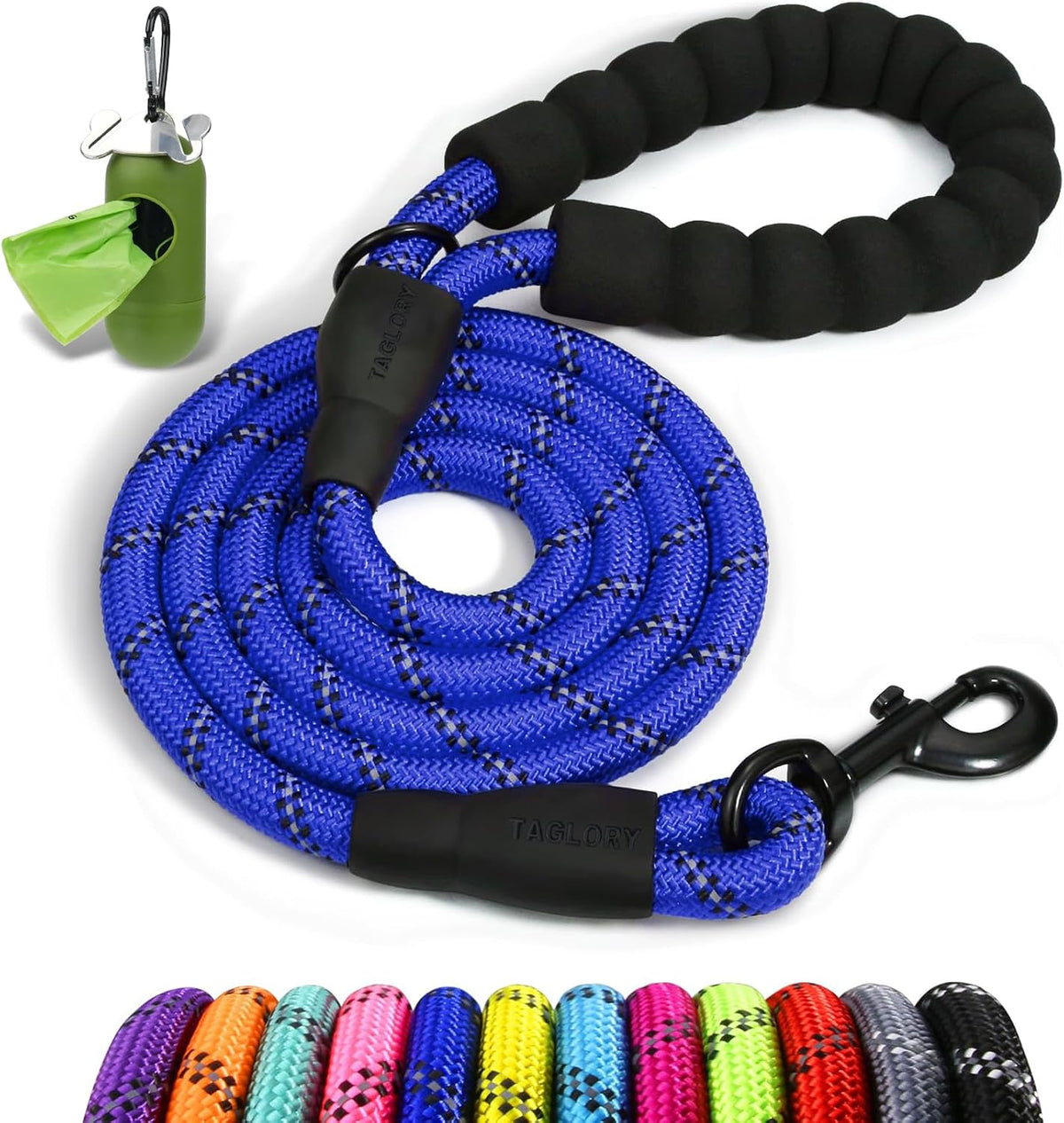 Taglory Rope Dog Leash for Medium Large Dogs - 3/8" x 5 FT (0~20 lbs.) / Navyblue