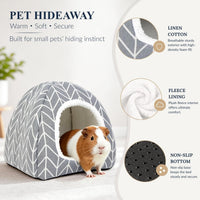 Guinea Pig Hideout Bed, Dwarf Rabbit House Cave – Daily Care for Small Pets - Grey+Green - image 4
