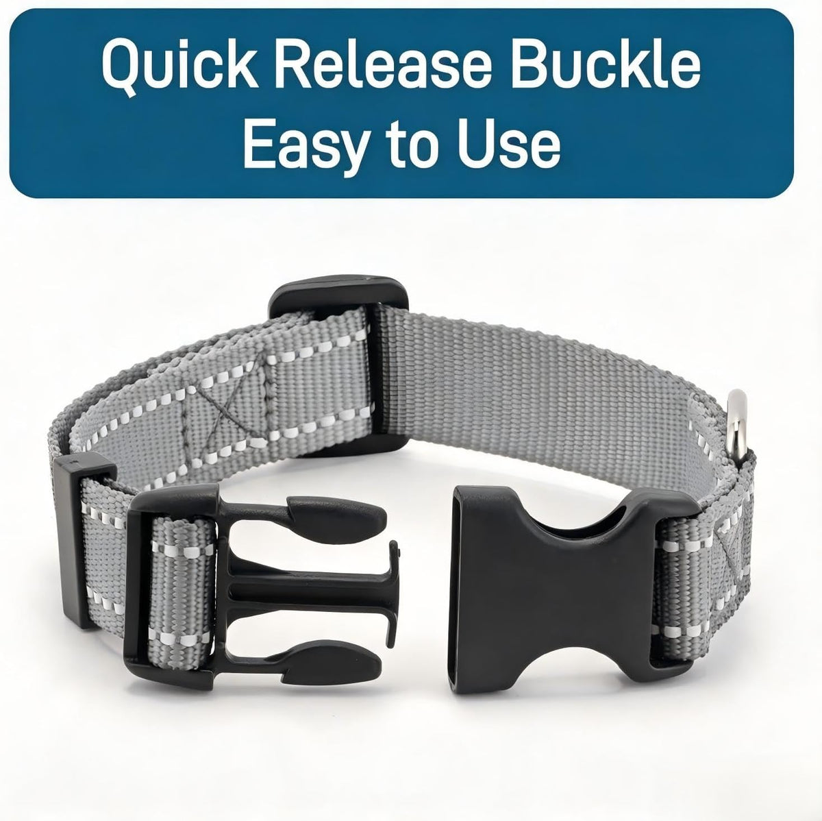 Dog Collar for Small Medium Dogs with Buckle - Light Gray / Medium - image 4