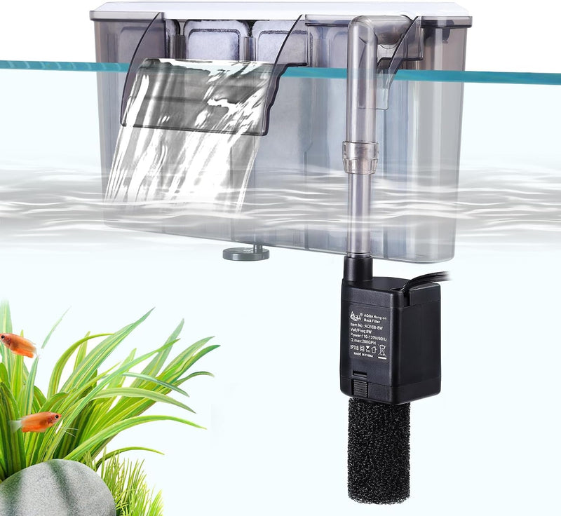 AQQA Quiet 20-30 Gallon Fish Tank Filters - 8W for 30-50 Gal
