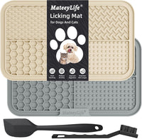 MateeyLife Lick Mat for Dogs & Cats - Gray&Beige / 9.9'' × 6''
