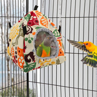 Wontee Bird Plush Hammock Parrot Hanging Snuggle Cave Happy Hut Tent - M / Beige Pattern - image 2