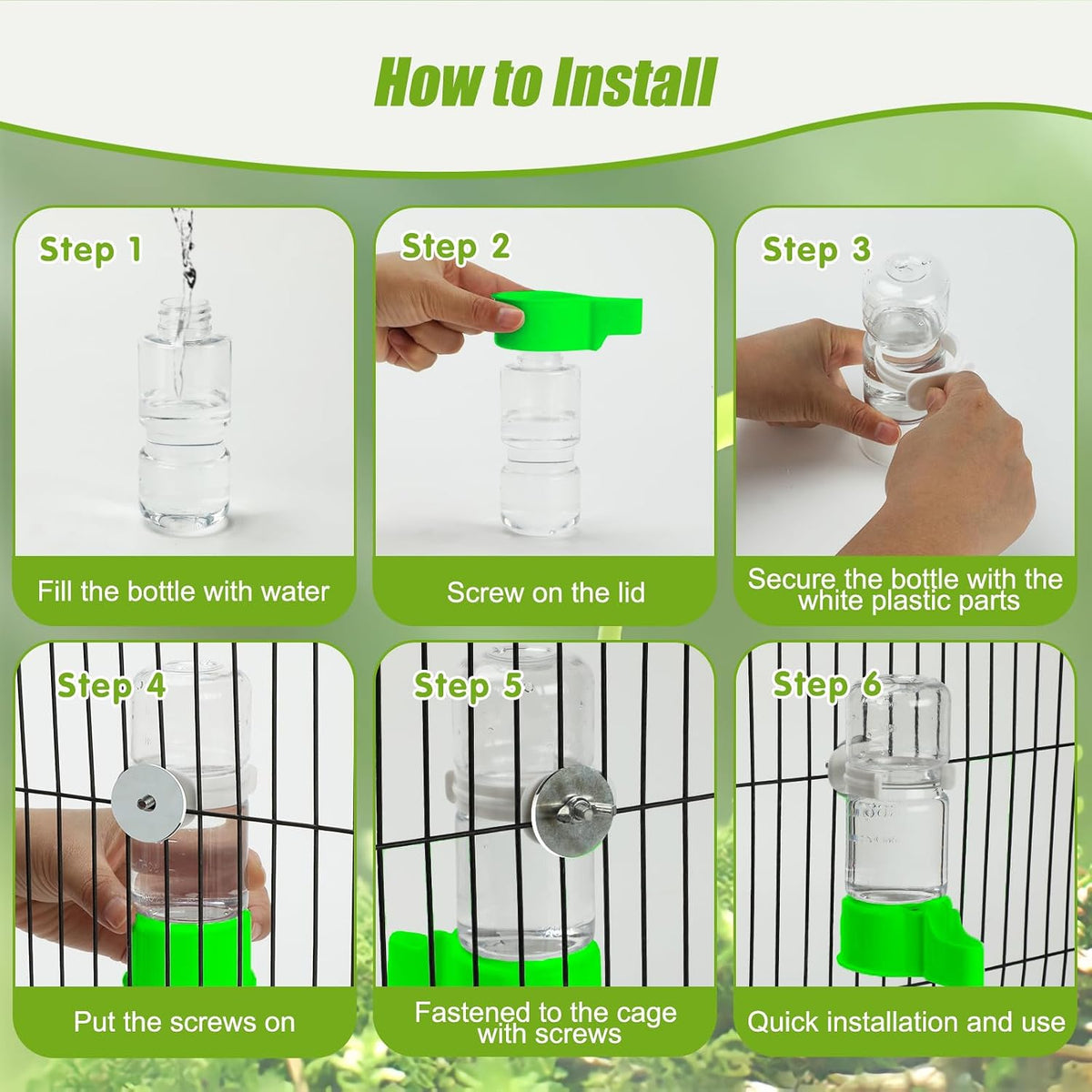 2 Pack Automatic Bird Cage Water Dispenser - Green / 2PCS Water Dispenser - image 3